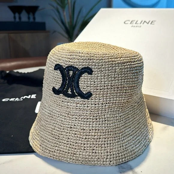 【CELINE 】 Triomphe bucket hat in raffia triomphe bucket hat in raffia - NATURAL | CELINE
